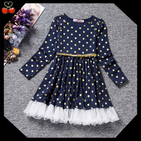 Mary's Cherries Boutique Other - 🍒 Elegant Gold & Navy Dess 👗